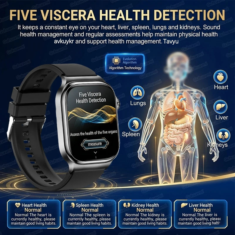Nuevo Reloj Inteligente de Salud Nivel Hospitalario 2026 con Medición de Grasa Corporal, ECG, Oxígeno en Sangre, Presión Arterial, Pantalla AMOLED HD, Llamadas y Funciones Deportivas para Hombre