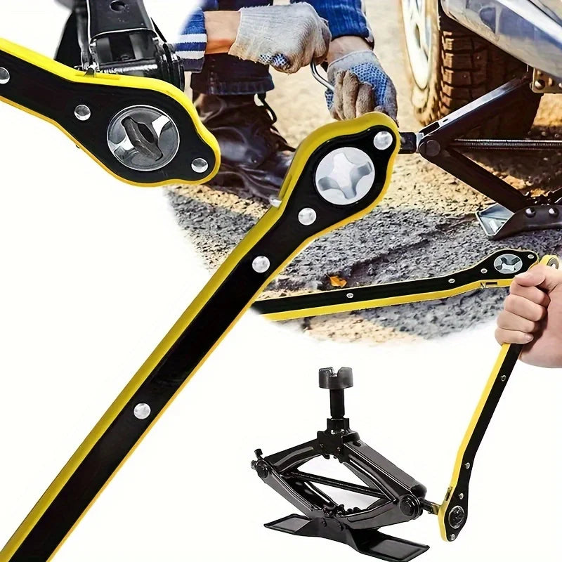 Llave de trinquete de gato que ahorra trabajo con trinquete de mango largo para llave de lengüeta de tijera para gato de neumático