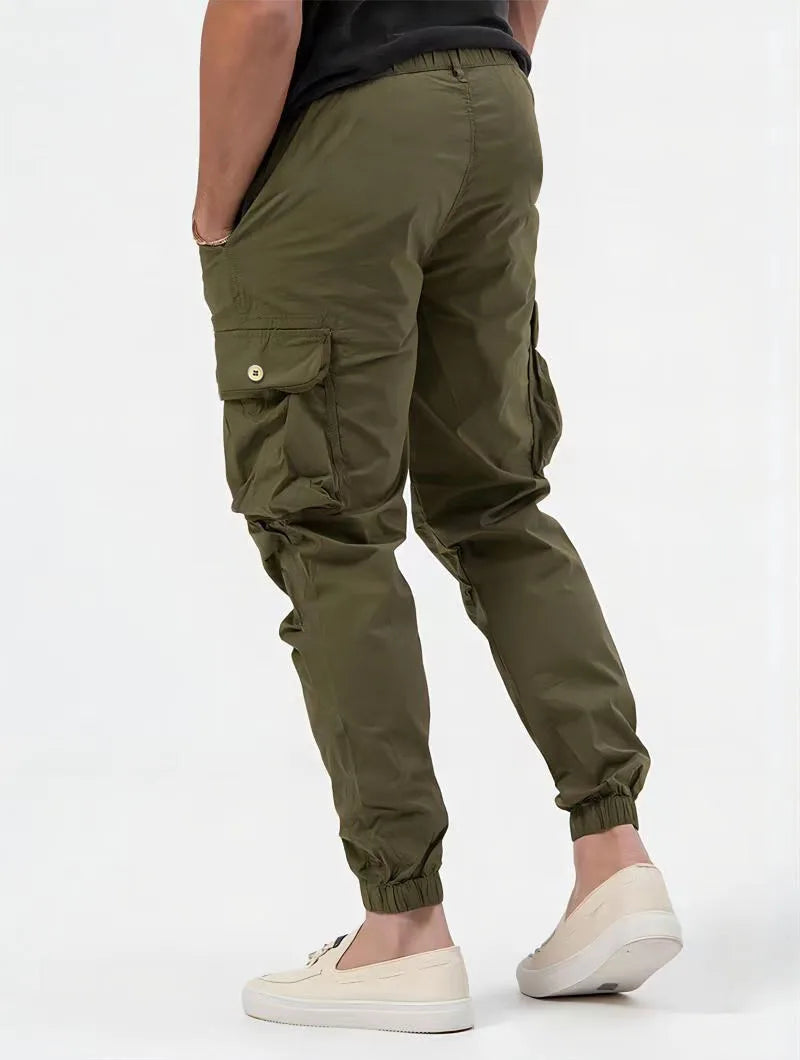 Pantalones Cargo para hombre, pantalón largo, cintura alta, Simple, con cremallera, empalme, rectos, informales, bolsillos regulares, liso, Otoño Invierno 2024