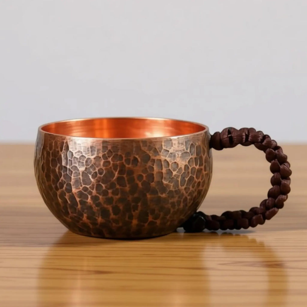 Recipiente para Bebidas de Cobre Martillado, Diseño Chino, Tazón para Bebidas, Taza de Cobre Vintage, Vajilla para Oficina