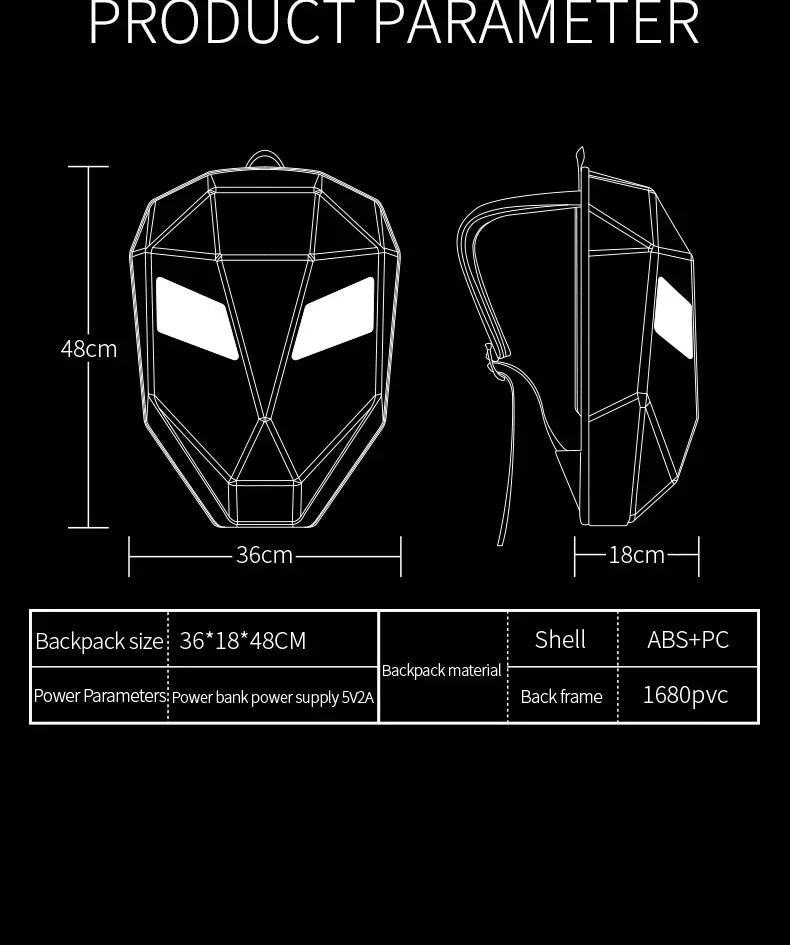 Mochila Para motocicleta Para hombre y mujer, aplicación de ojos Led, Control por Bluetooth, Editor DIY, portátil de 14 pulgadas, Mochilas Para Motocicletas, mochila F1