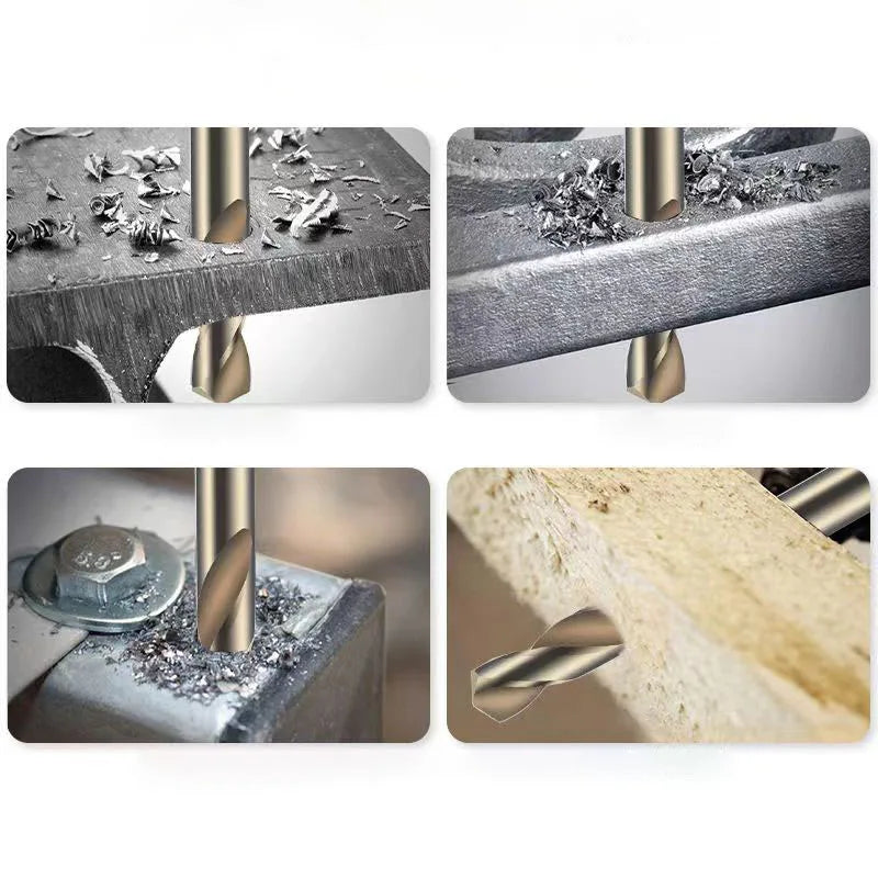 Juego de brocas de doble cabezal HSS, broca helicoidal ultradura de cobalto de doble filo para pozo de acero inoxidable de Metal con caja, 10 Uds.
