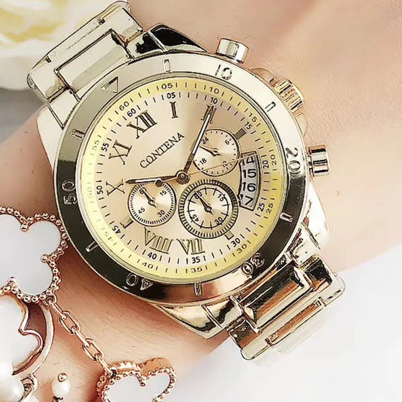 CONTENA, relojes de lujo de la mejor marca para Mujer, pulsera de acero creativa a la moda, relojes para Mujer, Reloj de cuarzo para Mujer, Reloj para Mujer