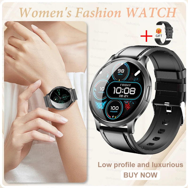 Nuevo reloj inteligente para mujer 1,32 "AMOLED pantalla completamente táctil Bluetooth llamada presión arterial IP68 impermeable NFC 7,3mm pulsera ultrafina