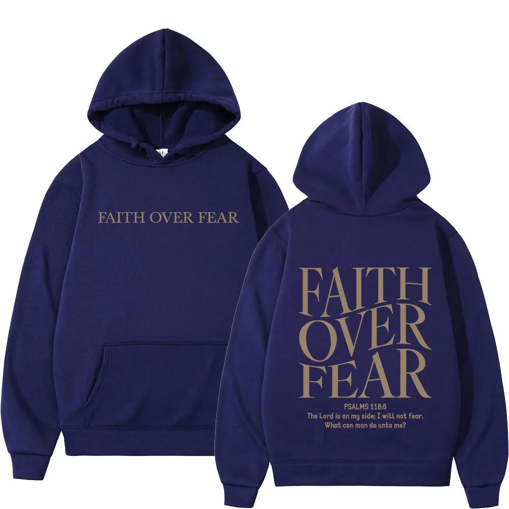Faith Over Fear-sudaderas con capucha para hombres y mujeres, sudaderas con capucha de lana de gran tamaño, moda Harajuku, versículo de la Biblia de Jesús, Otoño e Invierno