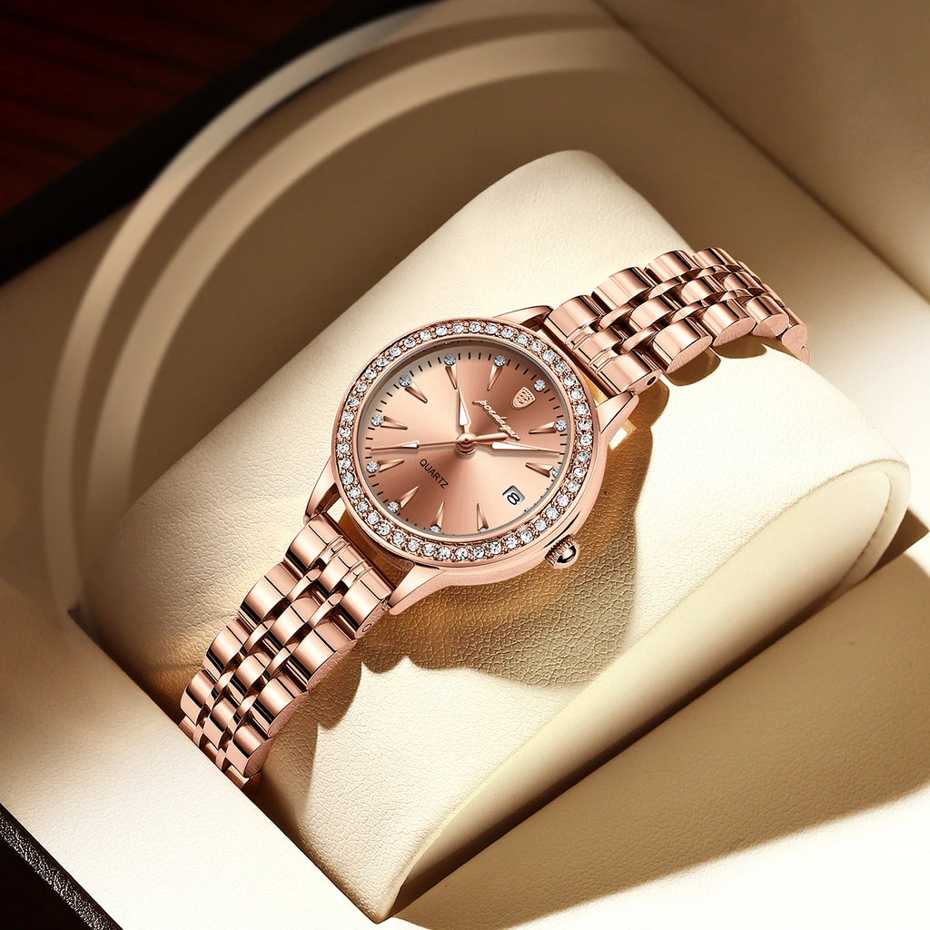 POEDAGAR, reloj informal de lujo para mujer, reloj resistente al agua con fecha para mujer, relojes de cuarzo elegantes con diamantes para mujer, reloj sencillo para mujer