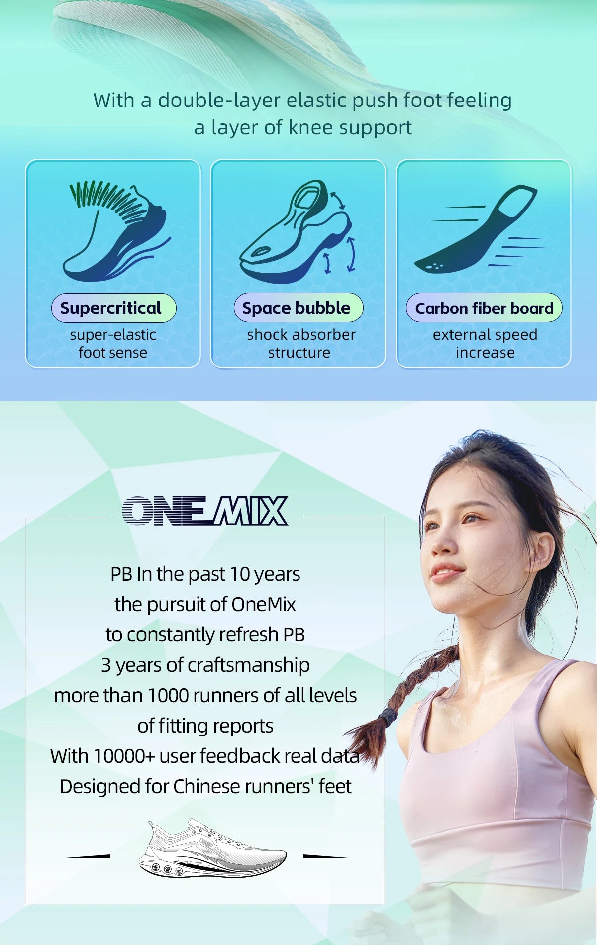 ONEMIX Trail Racing zapatillas para correr cojín malla transpirable estable usable placa de carbono al aire libre maratón deporte entrenamiento zapatillas