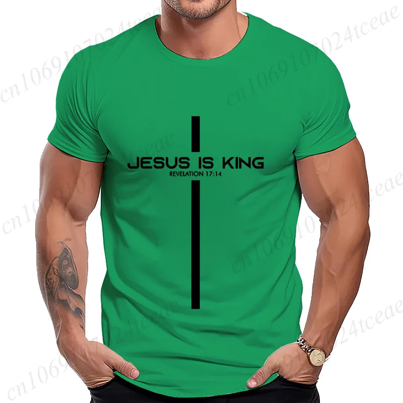 Camiseta para hombre con estampado de Jesús es rey, camisetas gráficas Unisex, moda Harajuku, pantalón corto informal de calle, camisetas de manga Jesús es rey