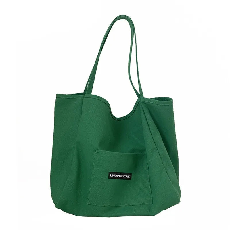 Bolsos de mano de lona de estilo coreano para mujer, bolso de gran capacidad, bolso de hombro informal, bolso de compras, bolso para niña