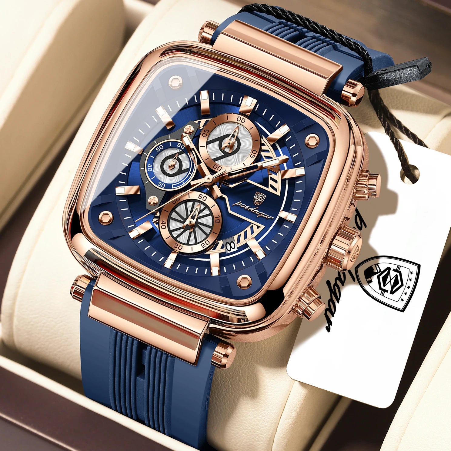 POEDAGAR Luxury Watch For Men Calendar Luminous Waterproof Man Clock Male Chronograph Silicone Sports Men's Quartz Watches Reloj