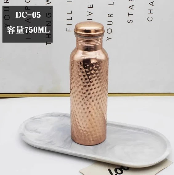 Botella de Agua de Cobre Hecha a Mano, Taza de Cobre Rojo, Recipiente para Beber Diario, para Yoga, Viajes y Actividades al Aire Libre, 100% Cobre Rojo Puro