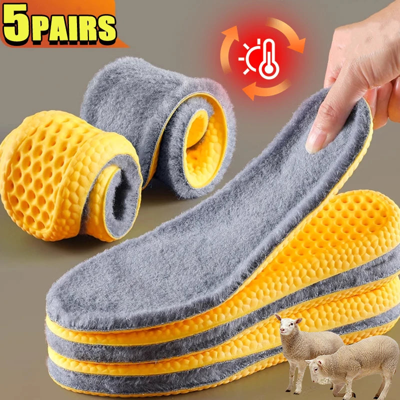 Nuevas plantillas cálidas de felpa para hombres y mujeres, gruesas con felpa, Ultra suaves, absorbentes del sudor, a prueba de olores, plantillas de invierno de algodón de cordero