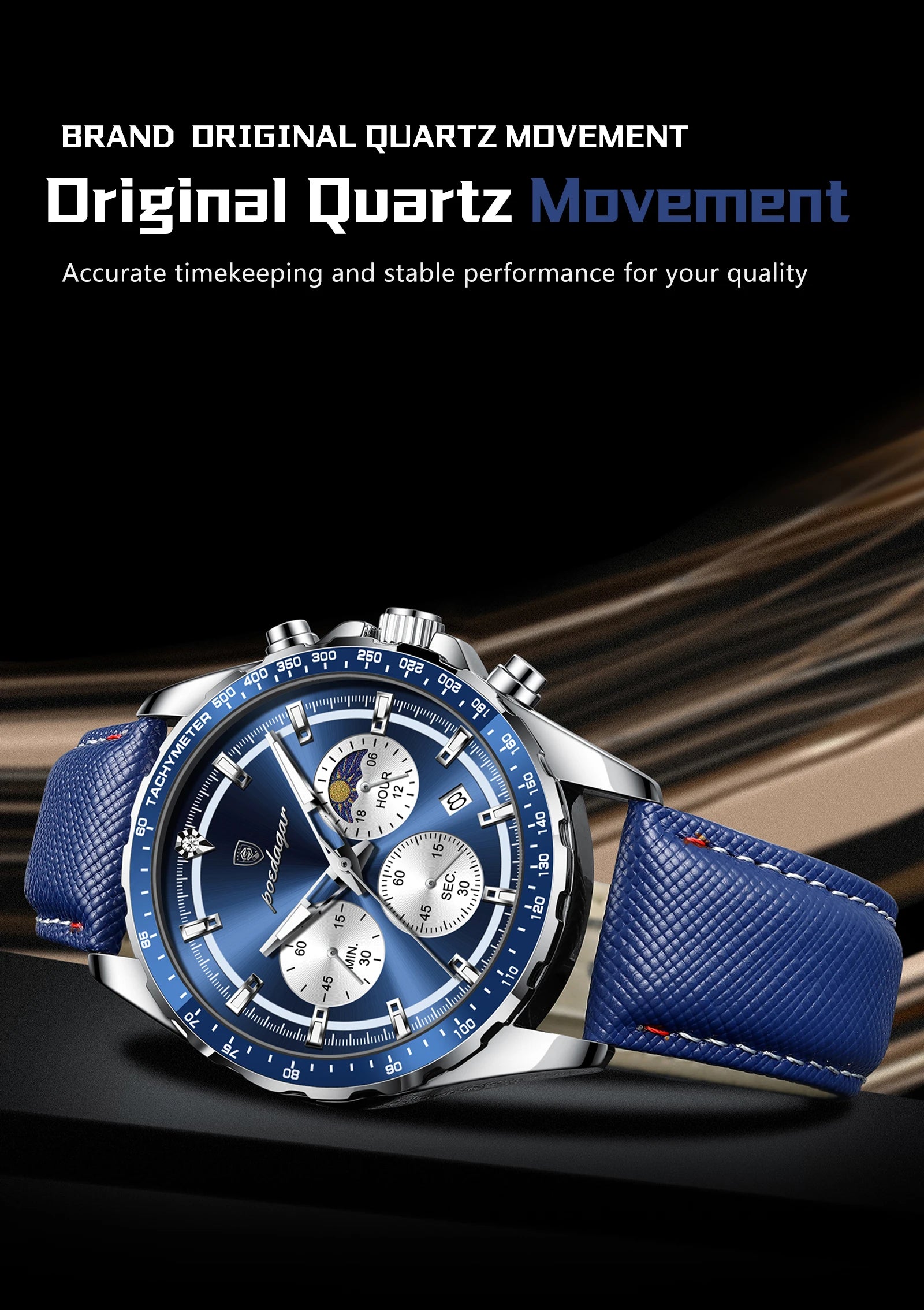 POEDAGAR Original Fashion Men Clock Luminous Waterproof Chronograph Date Man Wristwatch Leather Quartz Sport Men's Watches Reloj