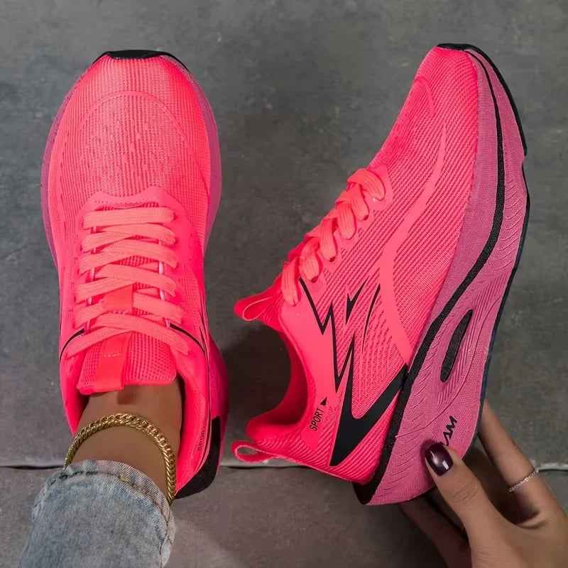 Zapatillas Deportivas para Mujer 2026, Transpirables, de Malla Tejida, Cómodas, Planas, con Cordones, Modernas, Casuales, para Correr al Aire Libre