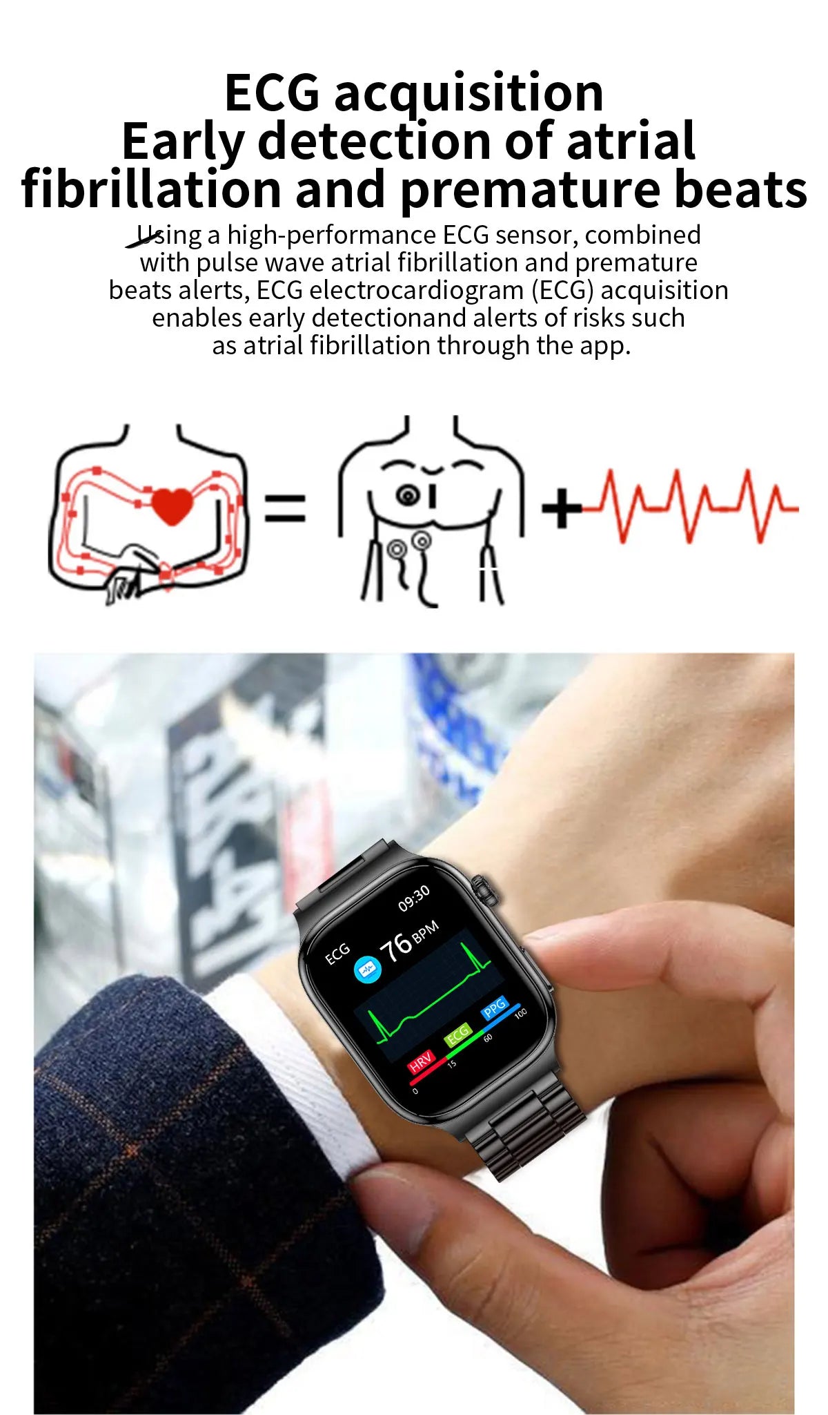 Nuevo Reloj Inteligente de Salud Nivel Hospitalario 2026 con Medición de Grasa Corporal, ECG, Oxígeno en Sangre, Presión Arterial, Pantalla AMOLED HD, Llamadas y Funciones Deportivas para Hombre