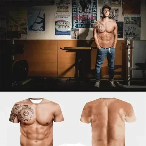 Camiseta con estampado de tatuaje muscular en 3D, camiseta para vacaciones en la playa de verano, camiseta de manga corta con estampado Digital 3d, camisetas informales