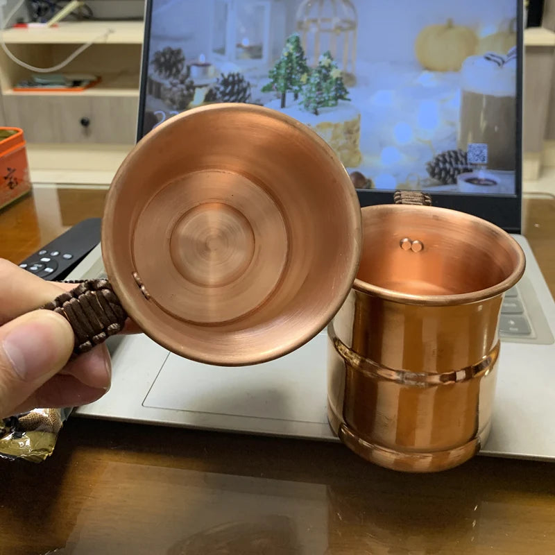 Taza de leche y cerveza de cobre puro hecha a mano, mango tejido, mula de agua de Moscú engrosada, taza de desayuno de 400 ml, vajilla para beber de Moscú