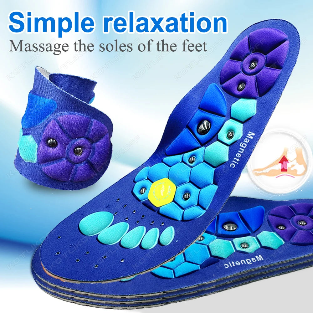 Suelas de zapatos de masaje magnético para terapia ortopédica de soporte de arco, plantilla de masaje de acupresión para pies, plantilla de relajación, suelas cómodas