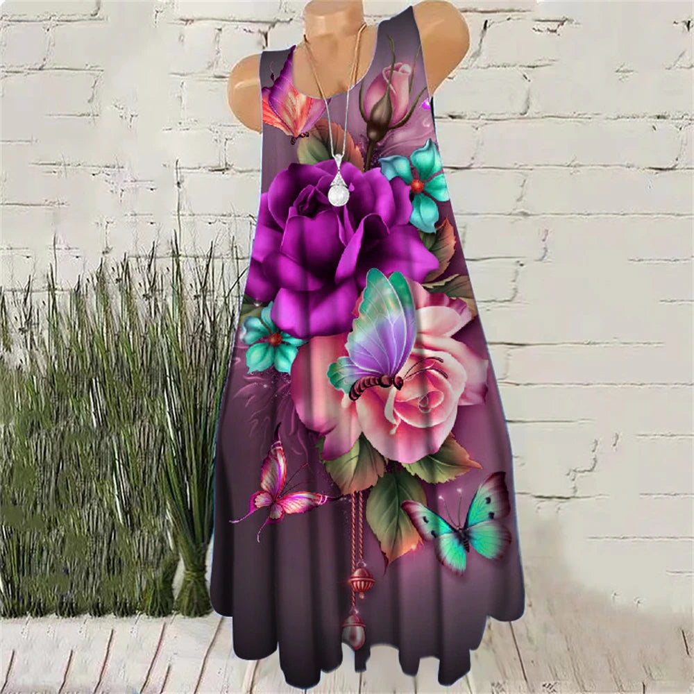 Vestidos Mini de Mujer con Estampado Tie-Dye, Vestidos de Verano sin Mangas con Estampado 3D, Estilo Vintage, Vestido Casual para Damas, Talla Grande 3XL