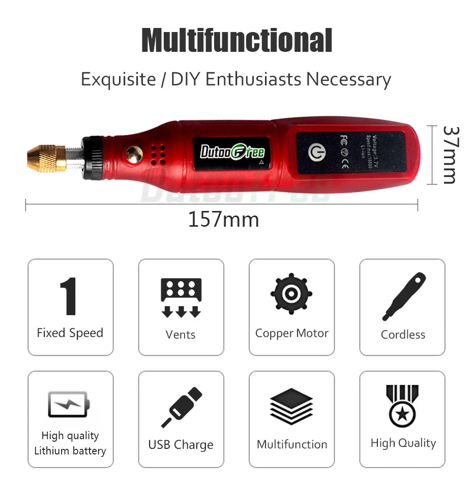 Mini taladro inalámbrico de 3,7 V, pluma de pulido y grabado, Kit de herramientas rotativas inalámbricas USB, pluma de grabado para carpintería, herramientas Dremel DIY 16000r