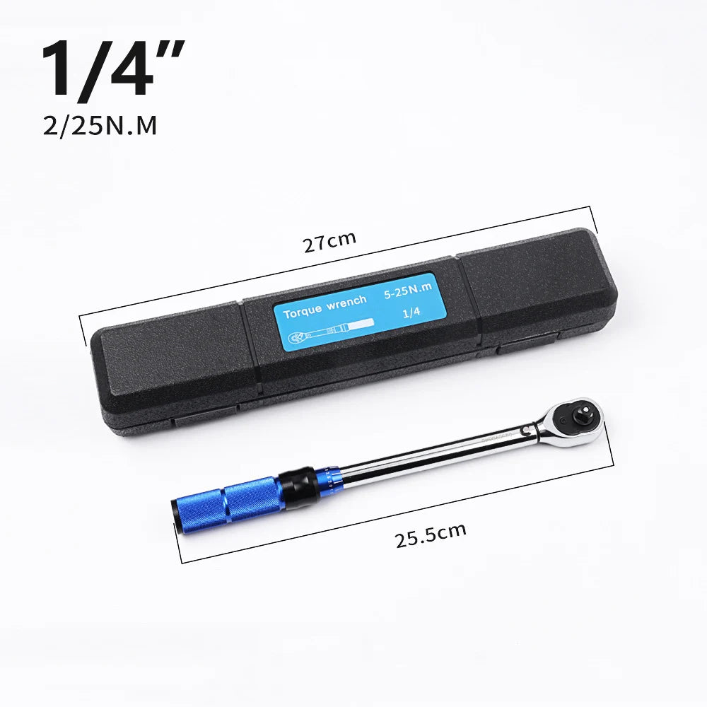 1/2 3/8 1/4 Torque Wrench, Square Drive, High Precision Adjustable Ratchet Wrench, Professional Automotive Tool for Bicycle