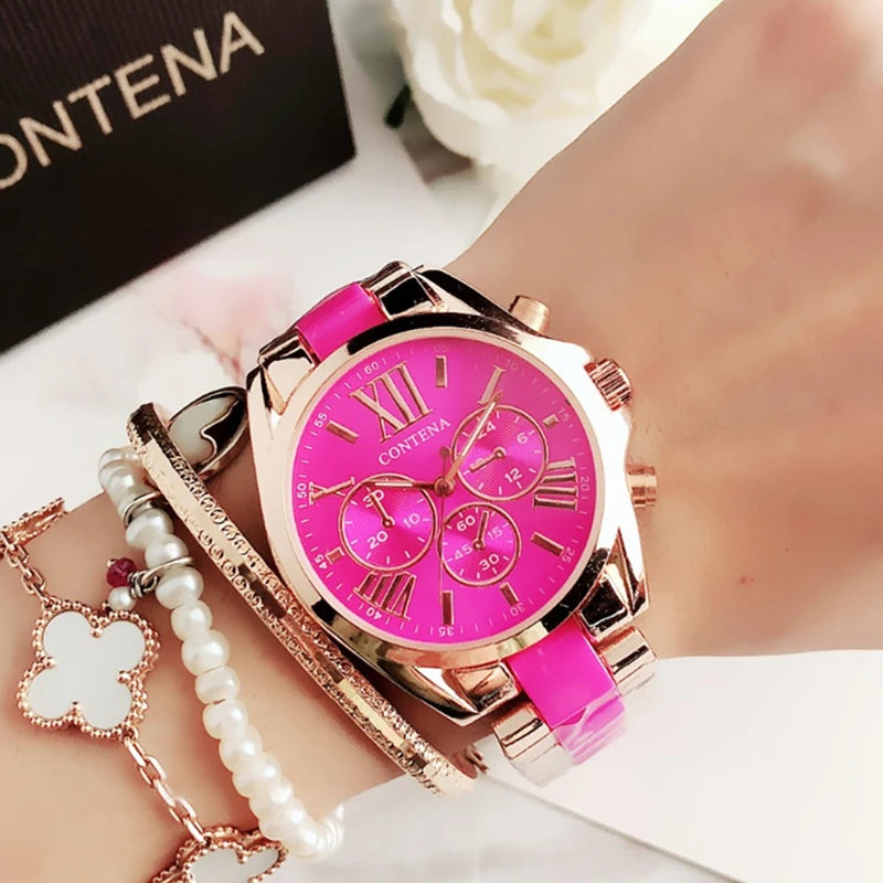 CONTENA, relojes de lujo de la mejor marca para Mujer, pulsera de acero creativa a la moda, relojes para Mujer, Reloj de cuarzo para Mujer, Reloj para Mujer
