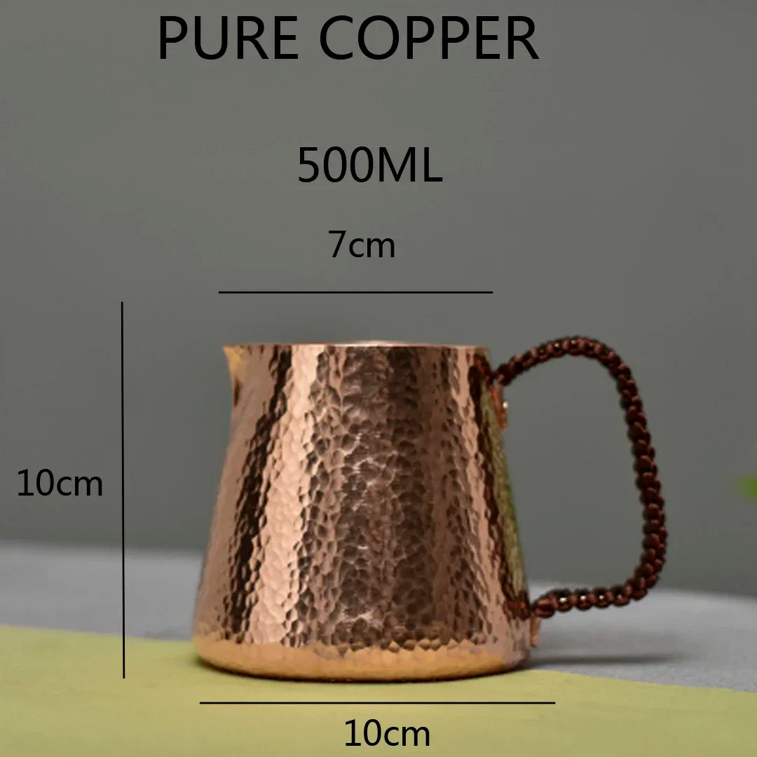 Jarra para Latte de cobre puro de 500ml, jarra para leche, ollas de agua, hervidores, martillo, vajilla artesanal para bebidas