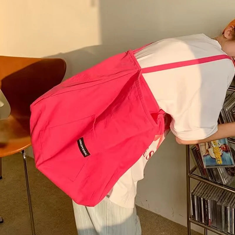 Bolsos de mano de lona de estilo coreano para mujer, bolso de gran capacidad, bolso de hombro informal, bolso de compras, bolso para niña
