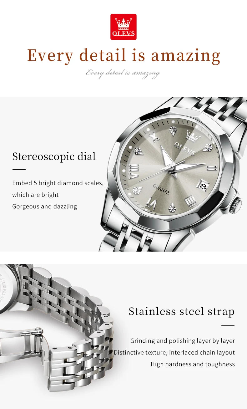 Reloj de Pulsera OLEVS 9931 para Mujer, Elegante, de Primera Marca, con Espejo en Forma de Rombo, Cuarzo Original, Diamantes, Acero Inoxidable, a la Moda, Resistente al Agua
