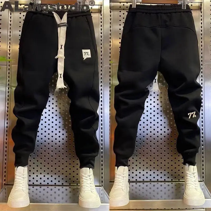 Pantalones bombachos de forro polar grueso para hombre, ropa deportiva informal, ropa de calle, otoño e invierno, novedad de 2024