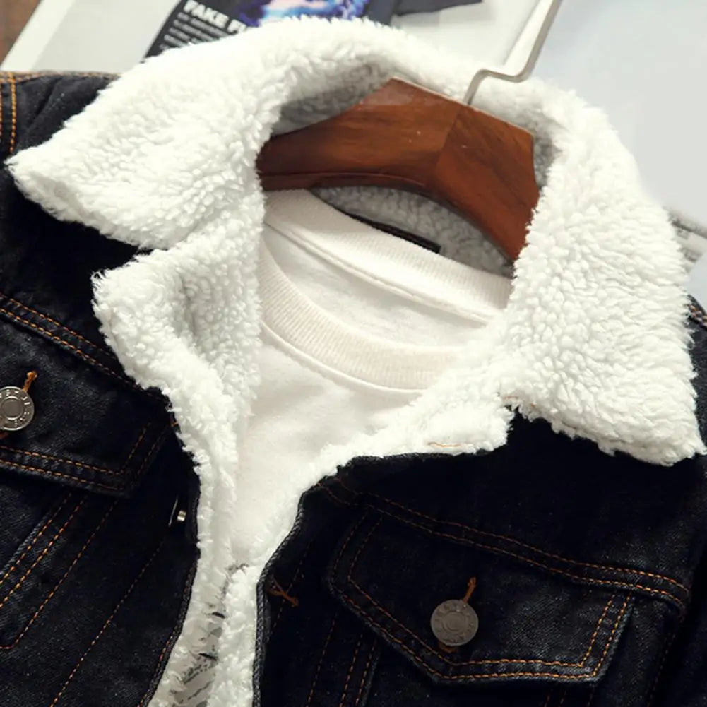 Chaqueta de mezclilla gruesa para hombre, abrigo de terciopelo, Parkas de piel, forro polar interior, invierno y otoño