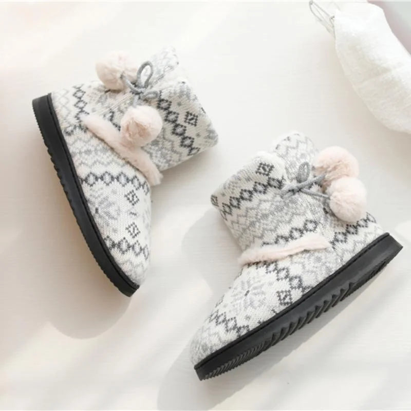 Zapatillas de Invierno para mujer, botines cálidos de felpa para interiores y exteriores, botas bonitas para el hogar