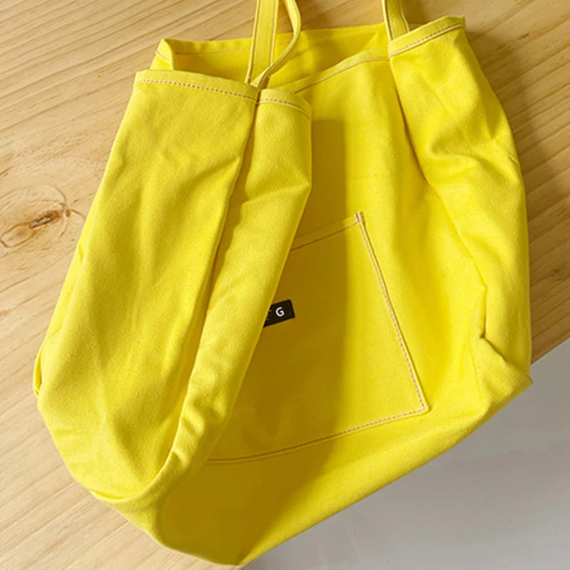 Bolsos de mano de lona de estilo coreano para mujer, bolso de gran capacidad, bolso de hombro informal, bolso de compras, bolso para niña