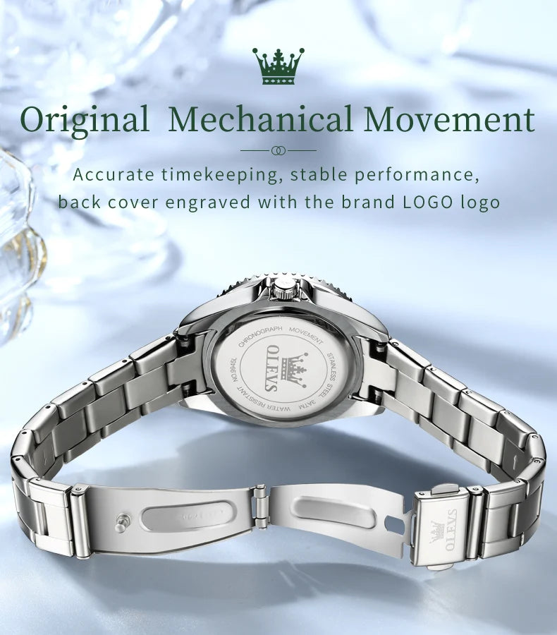 Reloj de cuarzo OLEVS Original con esfera de diamantes para mujer, relojes de moda para mujer, reloj de pulsera luminoso resistente al agua de acero inoxidable para mujer
