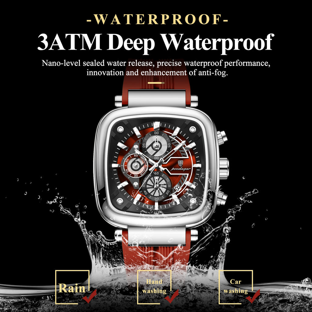 POEDAGAR Luxury Watch For Men Calendar Luminous Waterproof Man Clock Male Chronograph Silicone Sports Men's Quartz Watches Reloj