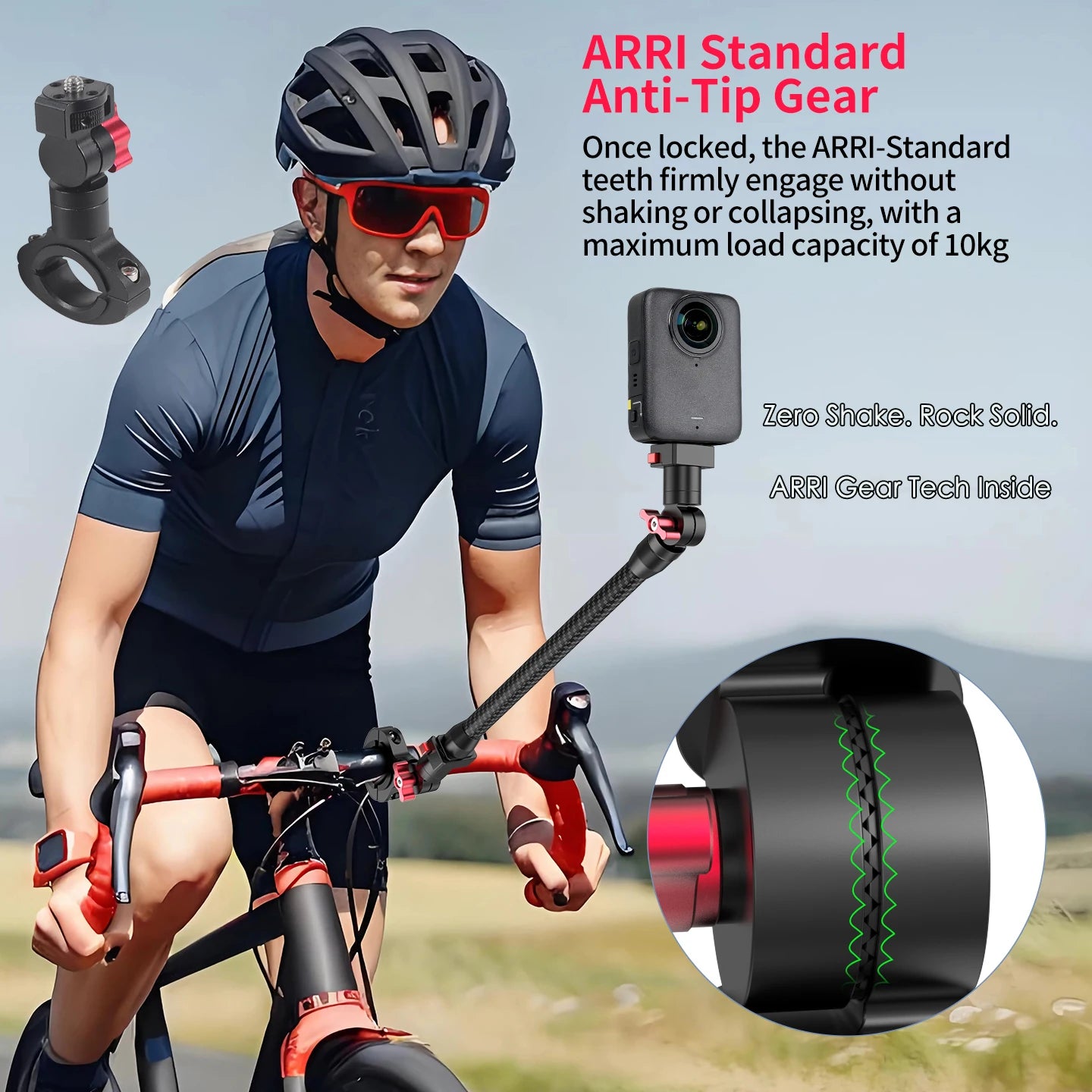 Soporte de Cámara para Manubrio de Bicicleta 360° – Magnético, Aluminio, para DJI OSMO y GoPro