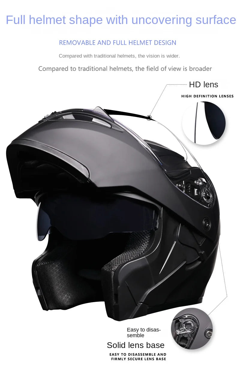 ORZ nueva calidad DOT doble lente Flip casco Abs cara completa motocicleta todoterreno casco de carreras de motos ala trasera personalizada