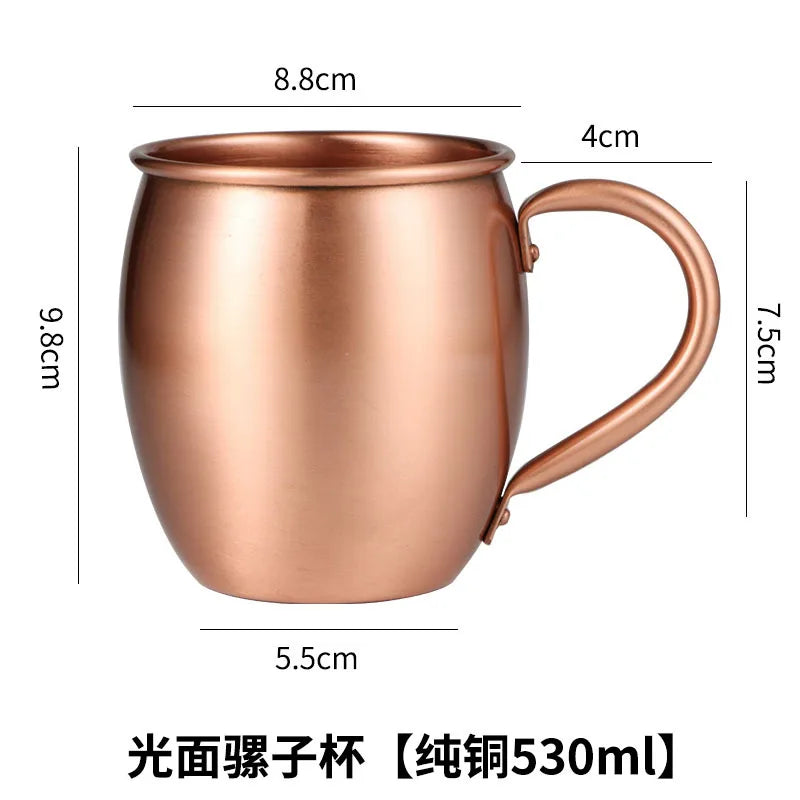 Taza de Cobre Puro de 530 ml, Taza Moscow Mule, Taza para Cócteles, Taza de Cobre Puro para Restaurante, Bar, Bebidas Frías