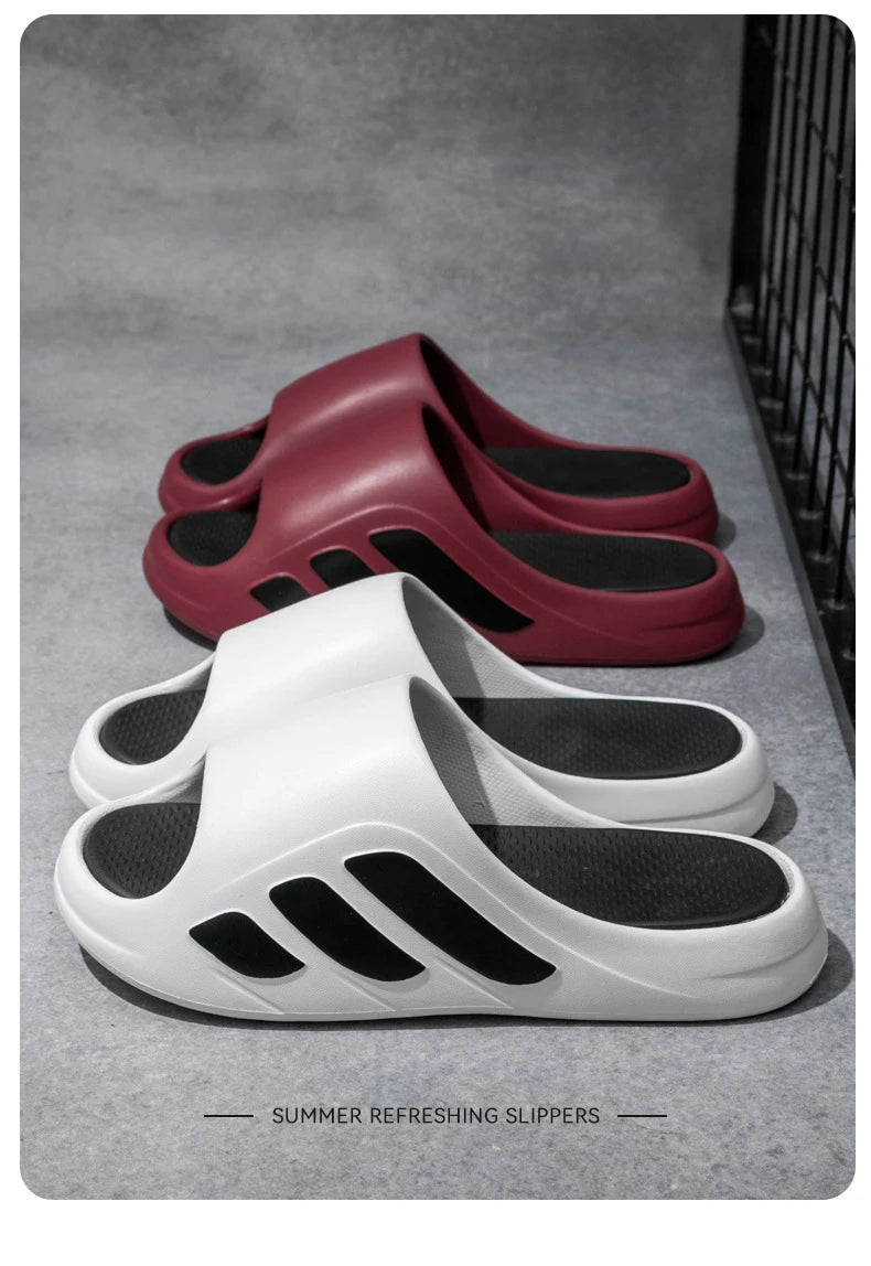 Nuevas zapatillas deslizantes para hombre con un sentido, alto valor estético, uso externo, parte inferior gruesa antideslizante, zapatillas frescas de playa para hombre