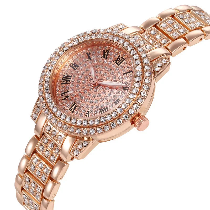 Reloj de Moda para Hombre y Mujer con Brillantes, Reloj de Cuarzo con Números Estilo Hip Hop, Reloj de Pulsera Elegante con Diamantes Completos, Regalo para Amigos y Parejas