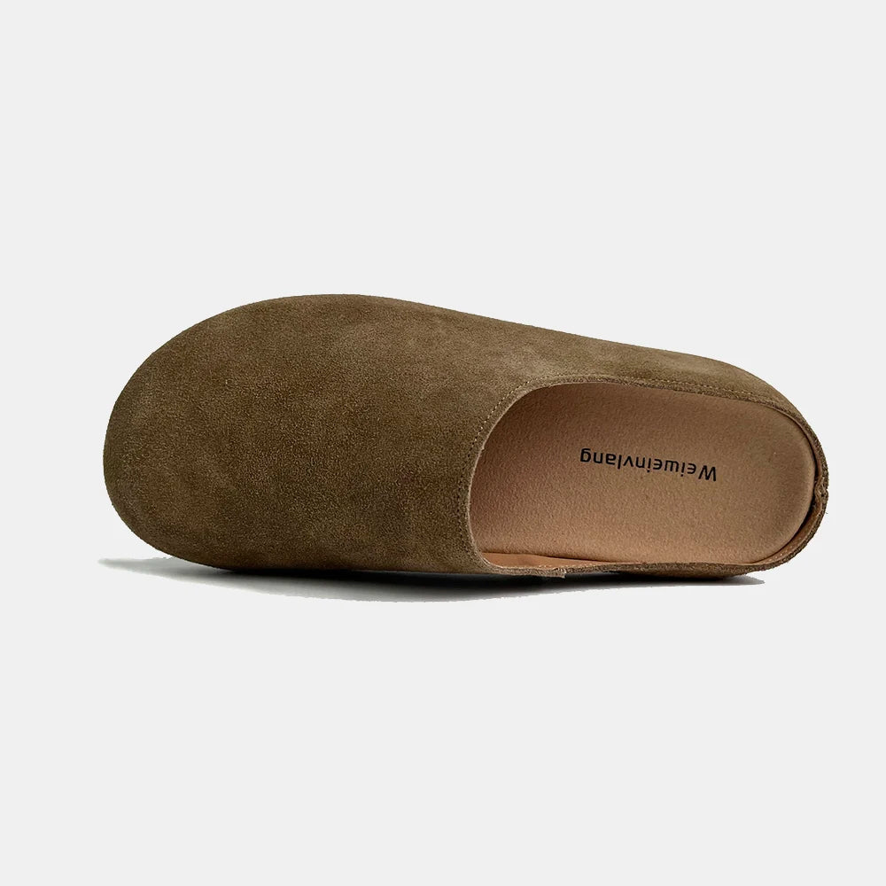 Zapatillas Cuero de vaca natural Cómodo Zapatilla de mujer clásica de marca de alta calidad