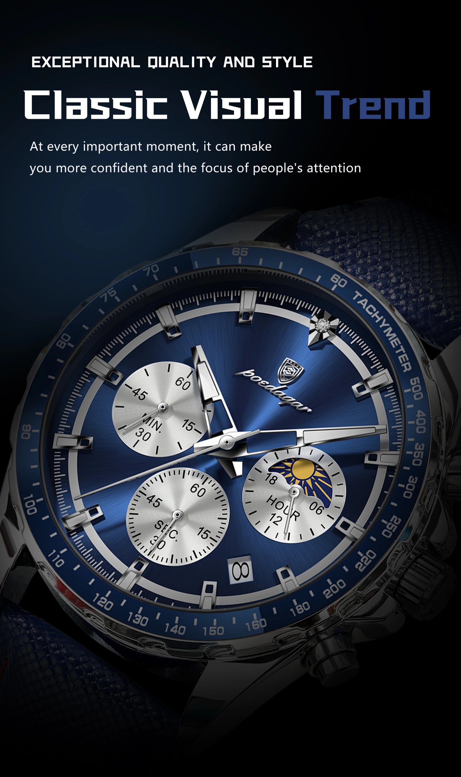 POEDAGAR Original Fashion Men Clock Luminous Waterproof Chronograph Date Man Wristwatch Leather Quartz Sport Men's Watches Reloj