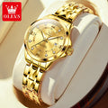 OLEVS, reloj de cuarzo Original superior para parejas, reloj de lujo con esfera de diamante a escala romana para hombres y mujeres, reloj de mano resistente al agua con correa de rombos