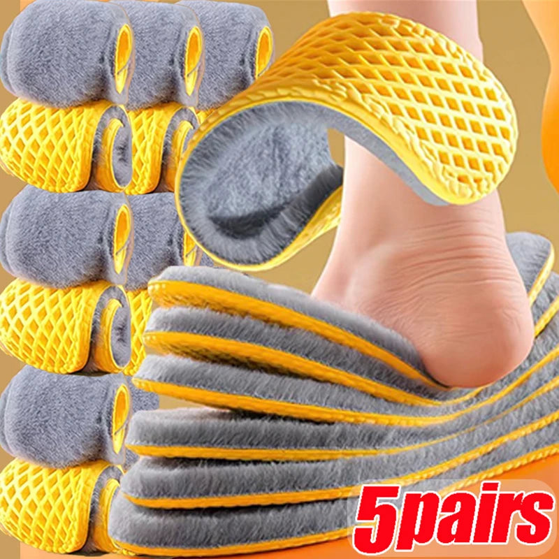 Nuevas plantillas cálidas de felpa para hombres y mujeres, gruesas con felpa, Ultra suaves, absorbentes del sudor, a prueba de olores, plantillas de invierno de algodón de cordero