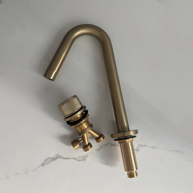 Grifo de baño de agua fría y caliente con cuerpo de cobre, juego de 2 piezas, grifo mezclador para lavabo