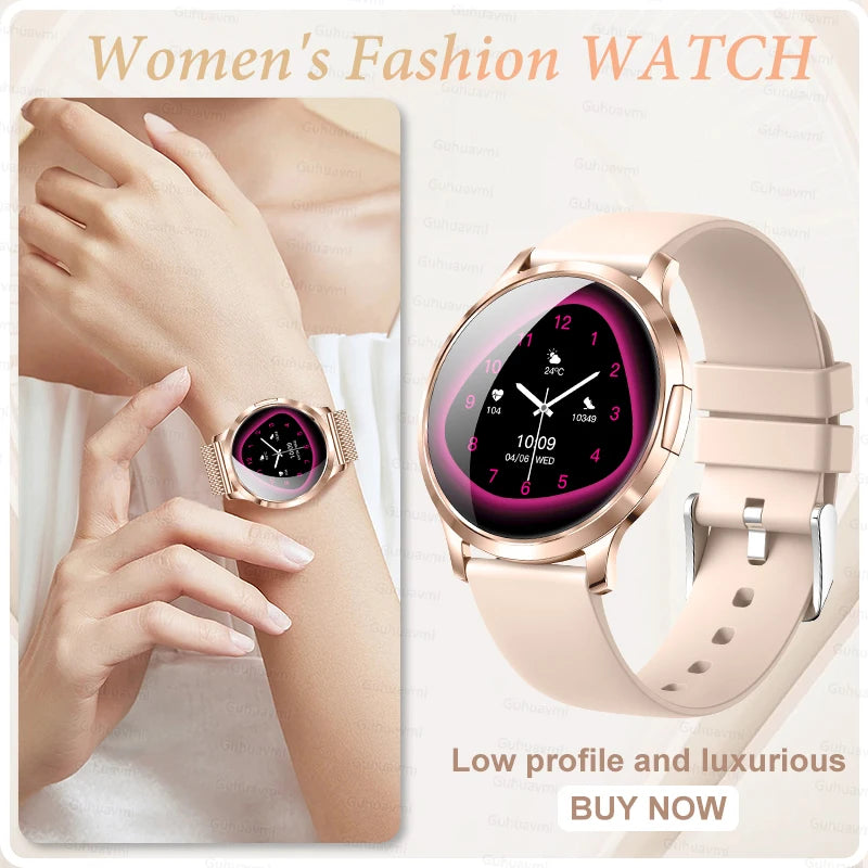 Nuevo reloj inteligente para mujer 1,32 "AMOLED pantalla completamente táctil Bluetooth llamada presión arterial IP68 impermeable NFC 7,3mm pulsera ultrafina