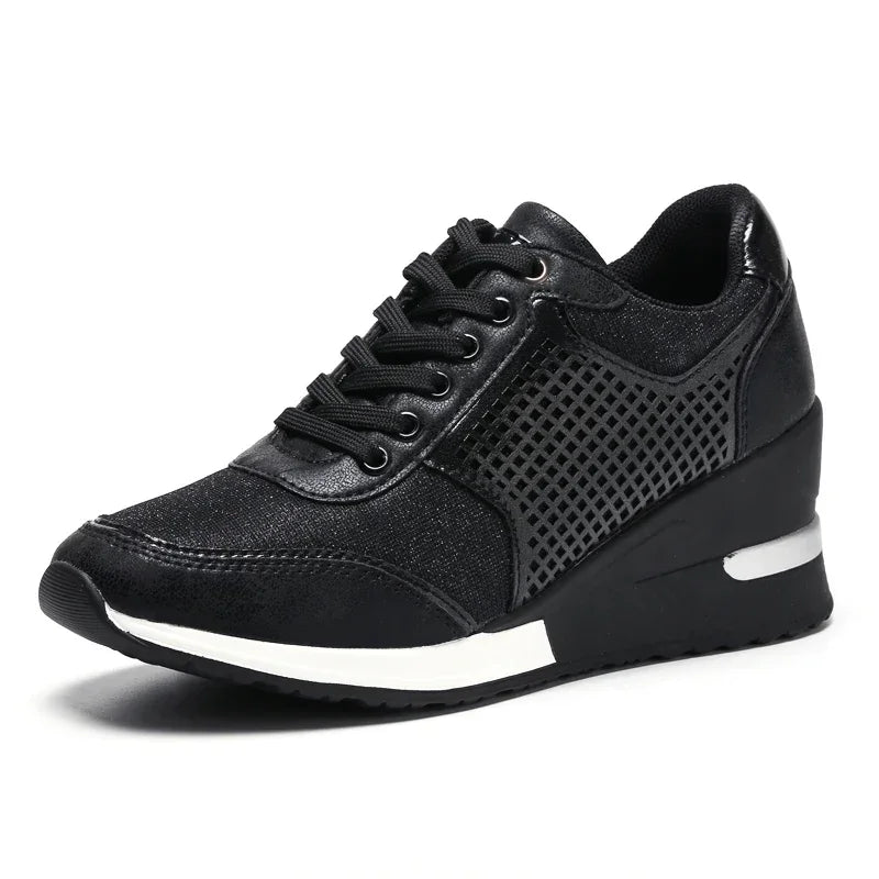 Zapatos vulcanizados para mujer con aumento de altura, zapatos ligeros y transpirables para caminar, zapatos de plataforma para mujer, zapatillas de deporte con cuña hechas a mano