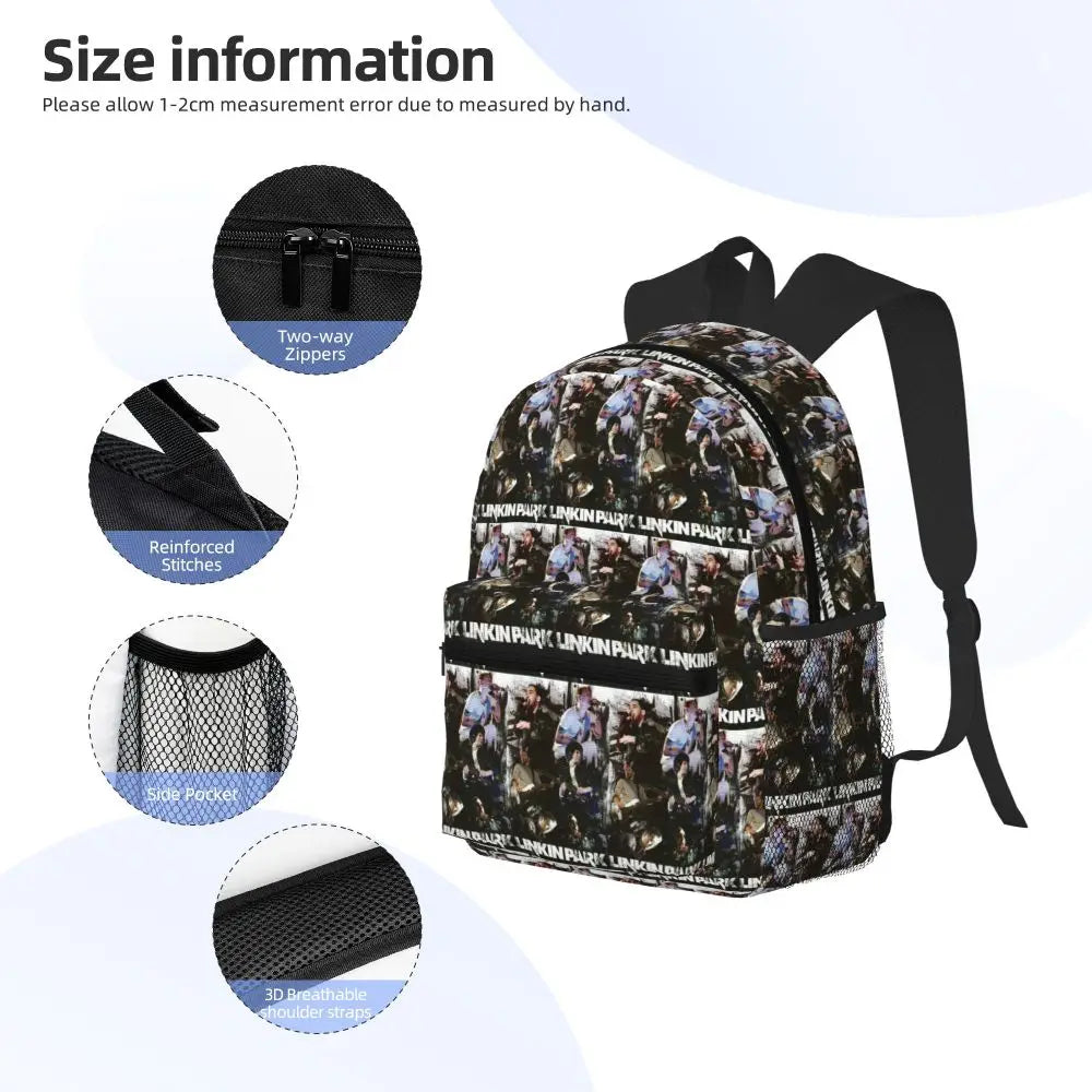 L-Linkin-S P-Park-S Band Mochila para estudiantes Mochila escolar Mochila de viaje para senderismo para niños y niñas Mochila de moda Bolsos de hombro