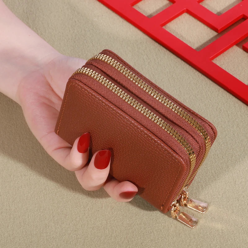 Cartera corta con cierre transparente para mujer Patrón de lichi Monaiea-cartera con múltiples ranuras para tarjetas, gran capacidad, a la moda