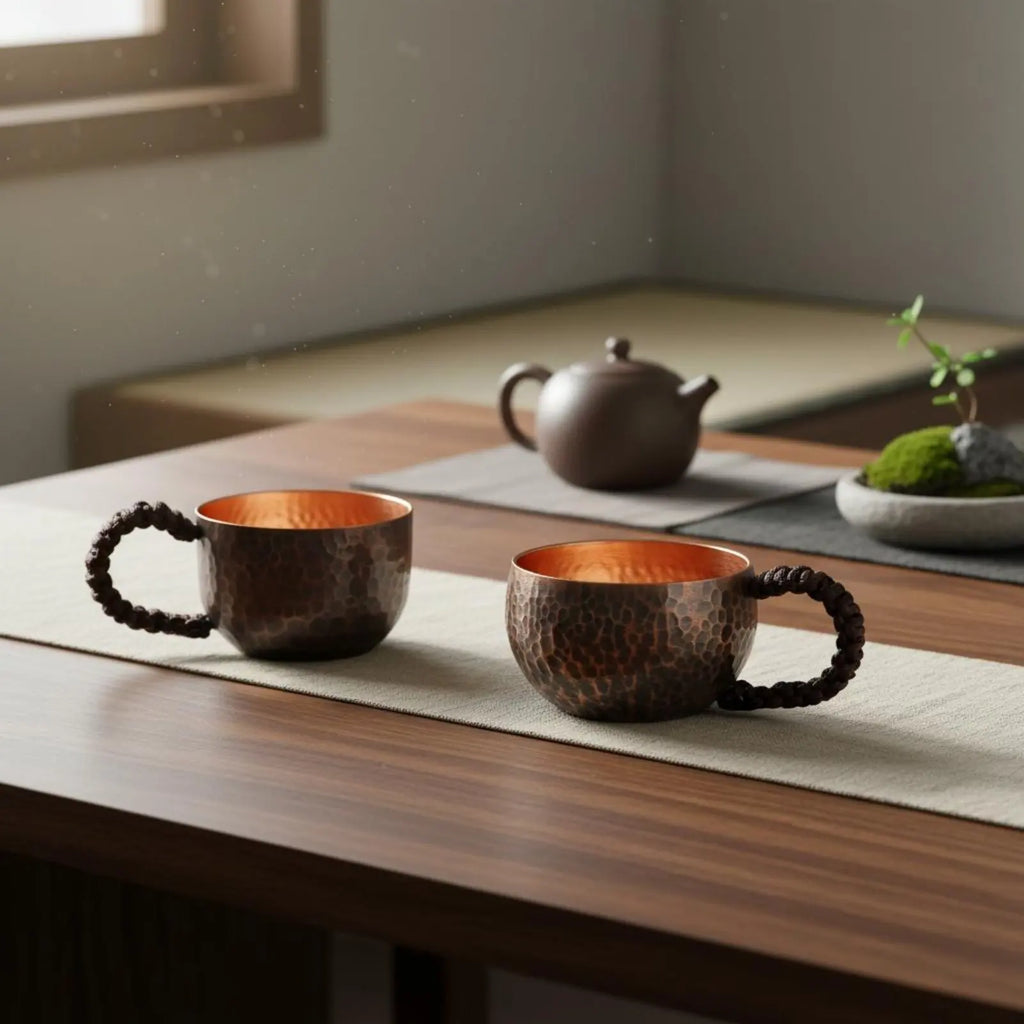 Recipiente para Bebidas de Cobre Martillado, Diseño Chino, Tazón para Bebidas, Taza de Cobre Vintage, Vajilla para Oficina